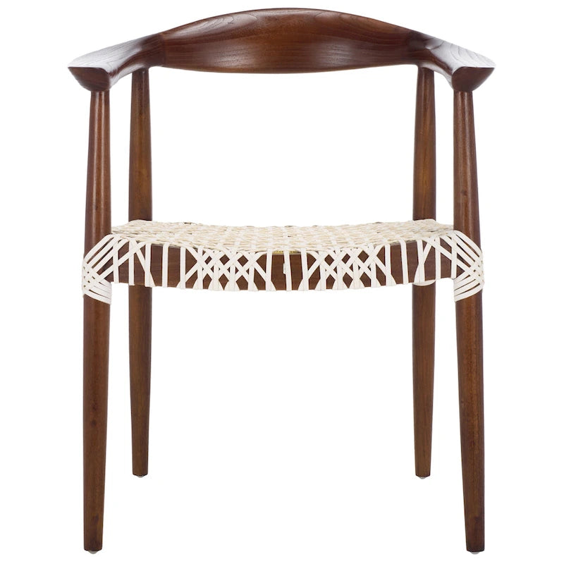 Chaise de salle à manger à accoudoirs tissée Rétro - 25L x 19P x 31H