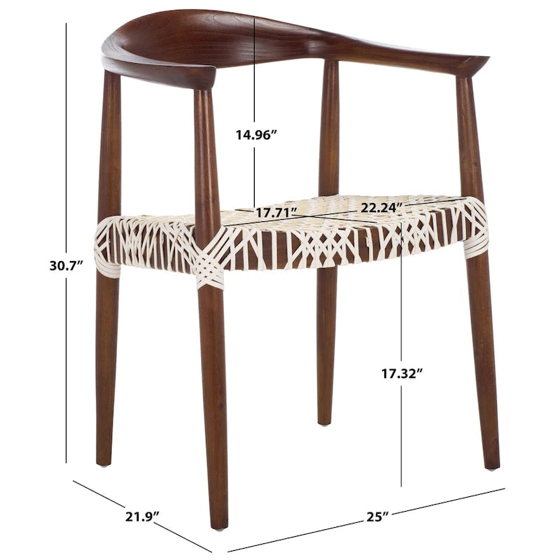 Chaise de salle à manger à accoudoirs tissée Rétro - 25L x 19P x 31H