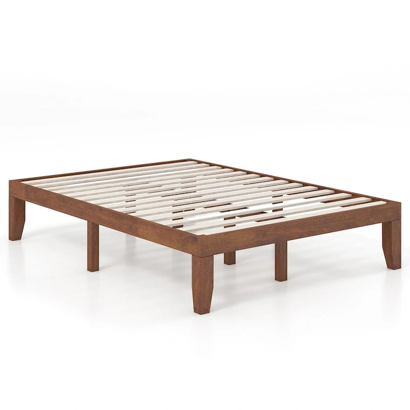 Cadre de lit plateforme en bois pleine taille 14" avec support de lattes robuste