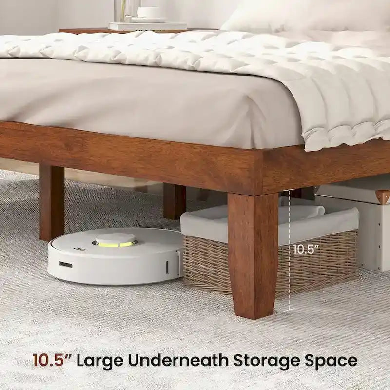 Cadre de lit plateforme en bois pleine taille 14" avec support de lattes robuste