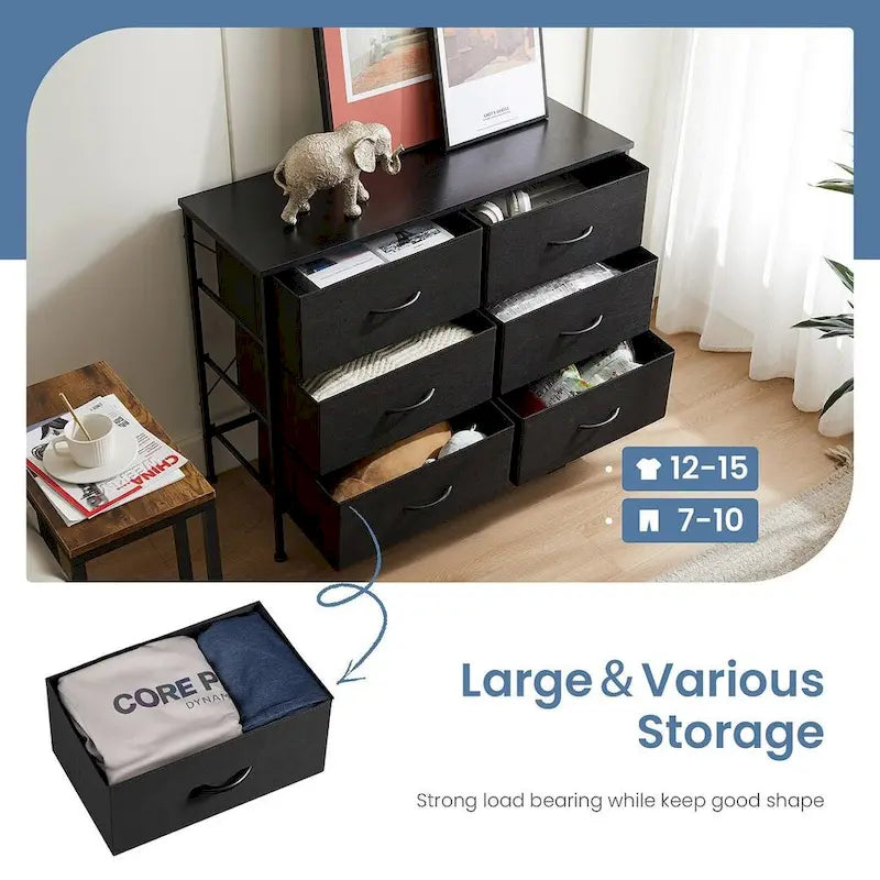 Commode à 6 tiroirs, meuble de rangement pour chambre et salon