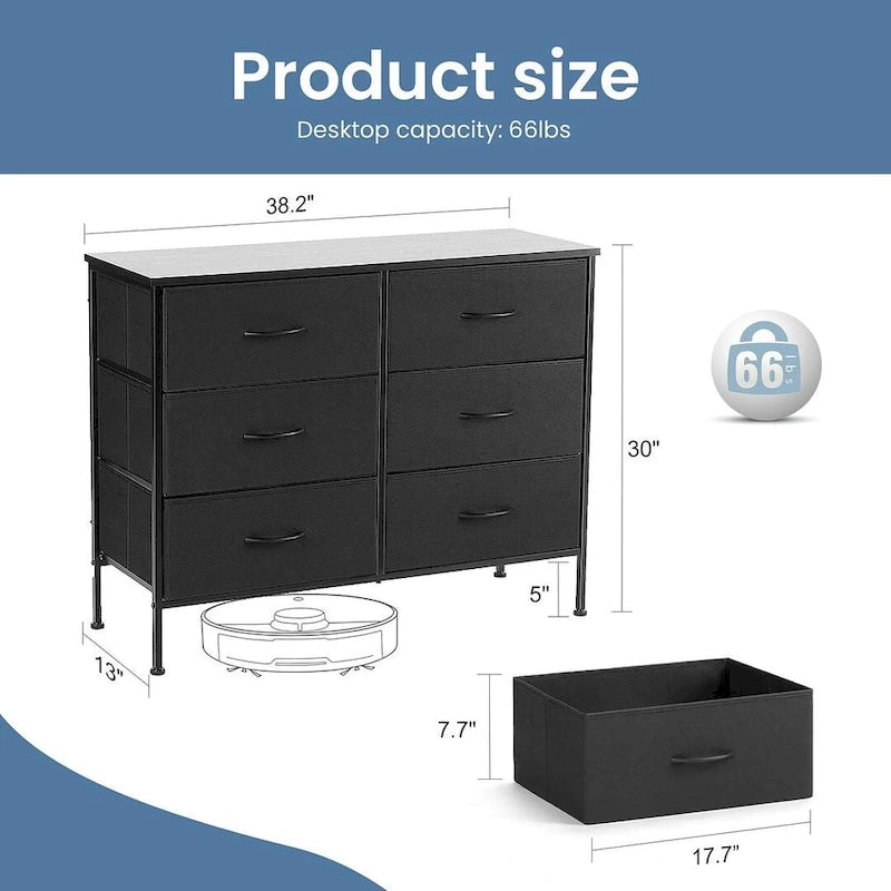 Commode à 6 tiroirs, meuble de rangement pour chambre et salon