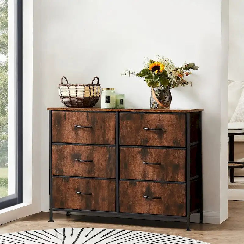 Commode à 6 tiroirs, meuble de rangement pour chambre et salon