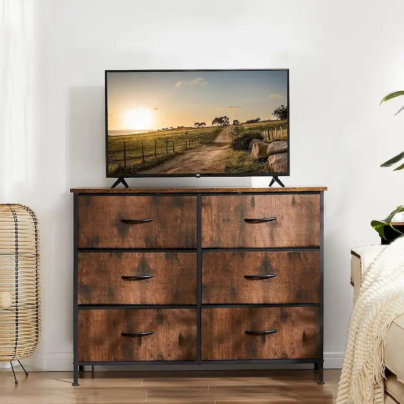 Commode à 6 tiroirs, meuble de rangement pour chambre et salon