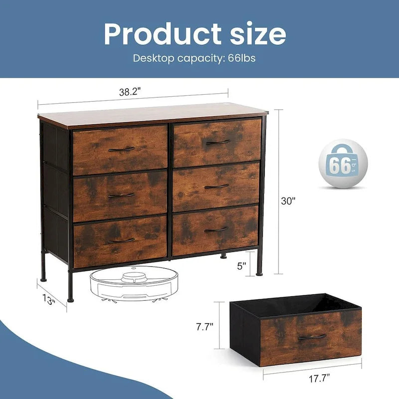 Commode à 6 tiroirs, meuble de rangement pour chambre et salon
