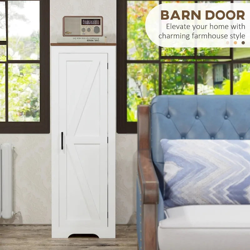 Meuble de rangement à 4 niveaux avec étagère réglable, porte de grange simple