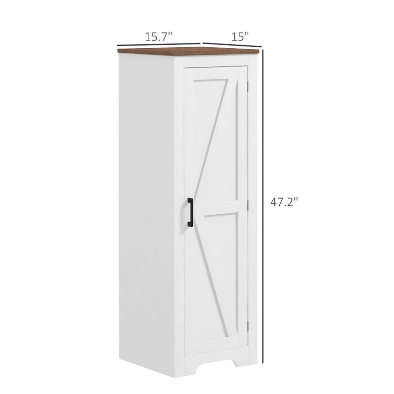 Meuble de rangement à 4 niveaux avec étagère réglable, porte de grange simple
