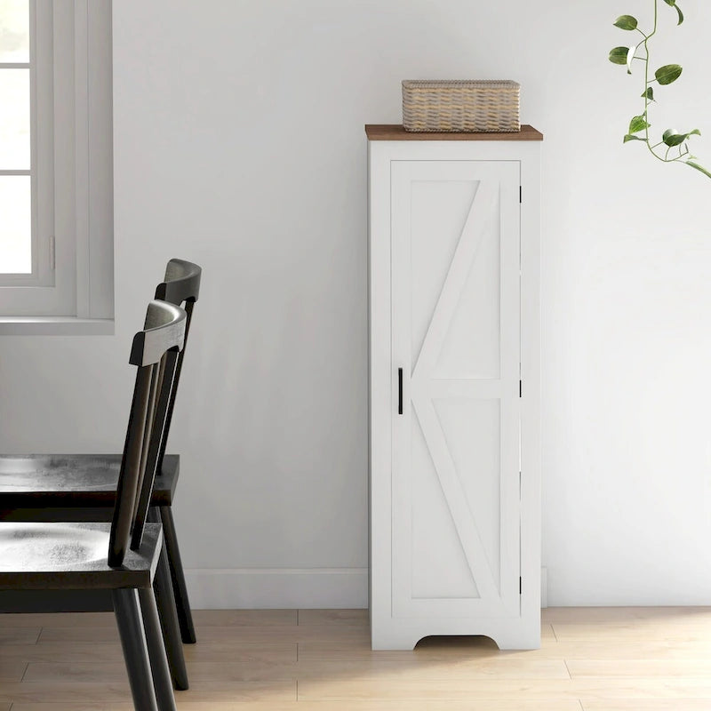 Meuble de rangement à 4 niveaux avec étagère réglable, porte de grange simple