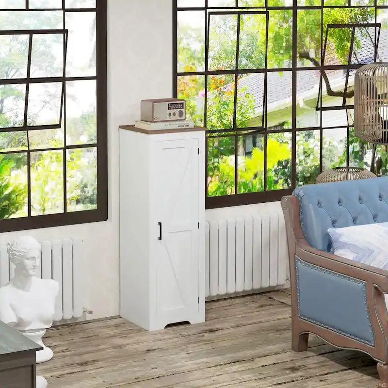 Meuble de rangement à 4 niveaux avec étagère réglable, porte de grange simple