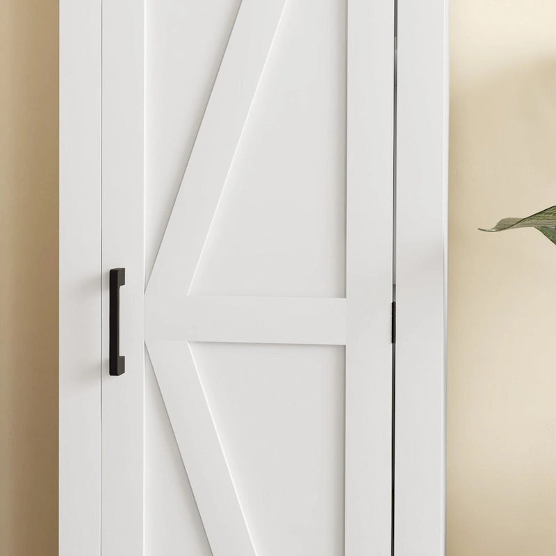 Meuble de rangement à 4 niveaux avec étagère réglable, porte de grange simple