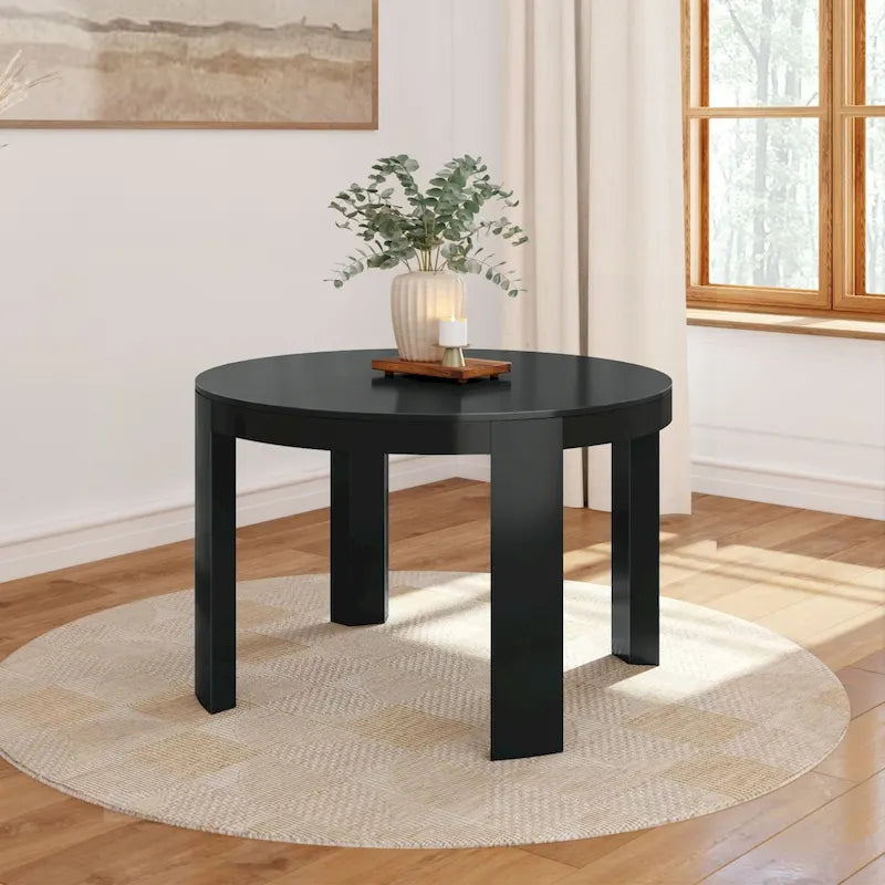 Table à manger ronde en bois massif de 119 cm