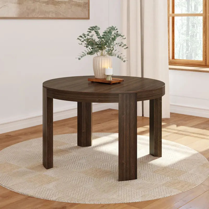 Table à manger ronde en bois massif de 119 cm