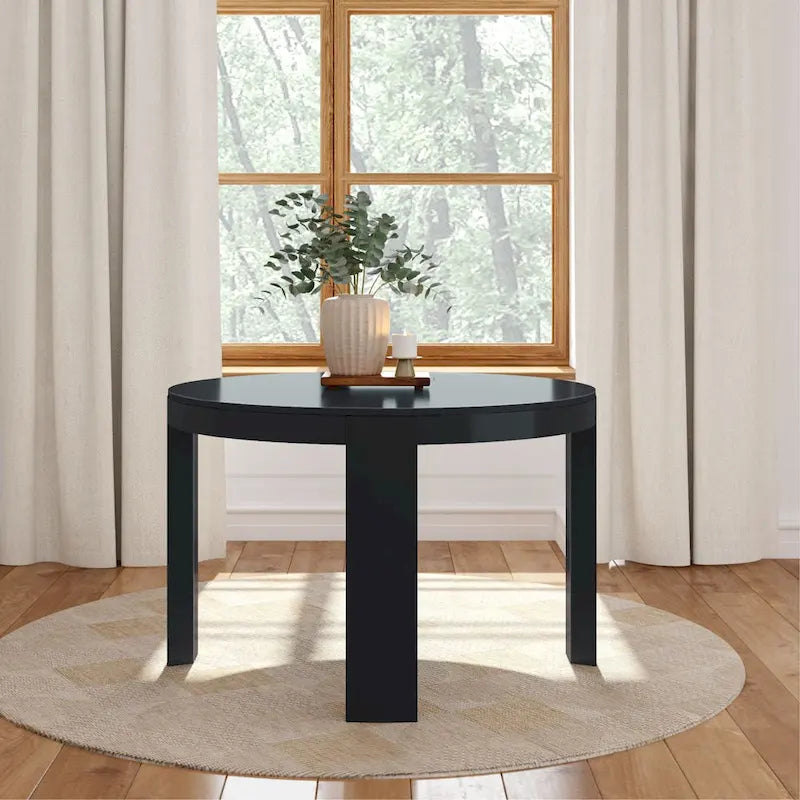 Table à manger ronde en bois massif de 119 cm