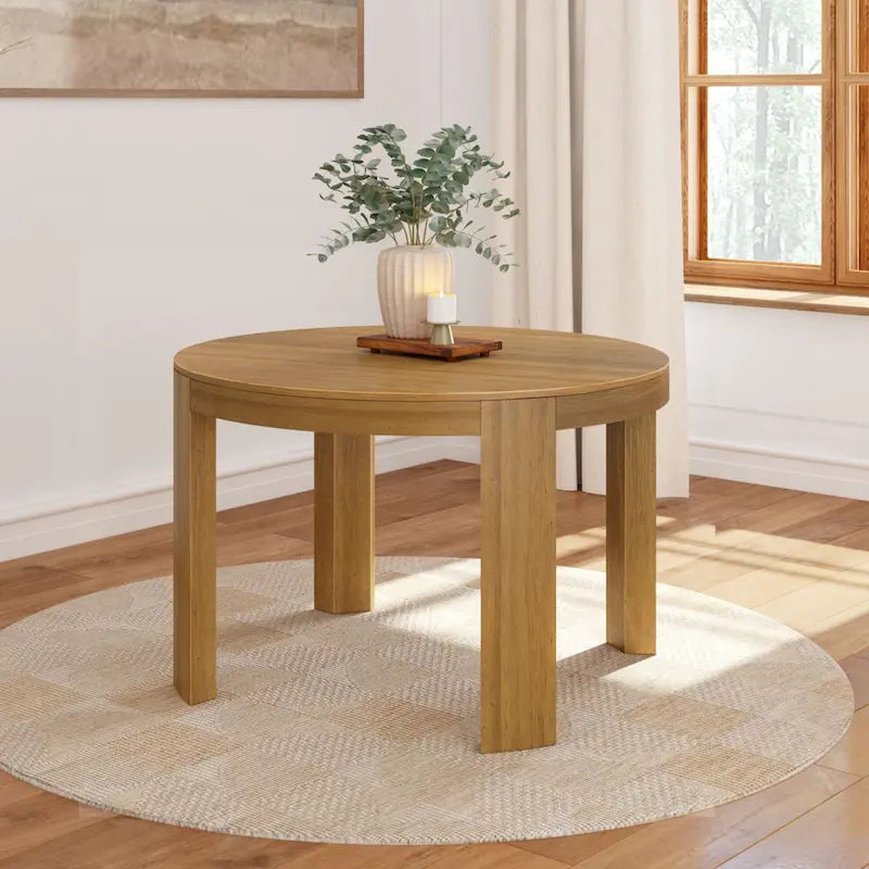 Table à manger ronde en bois massif de 119 cm