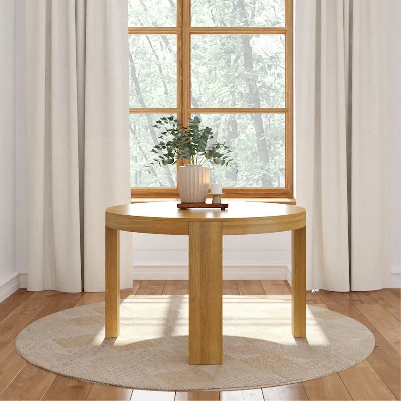 Table à manger ronde en bois massif de 119 cm