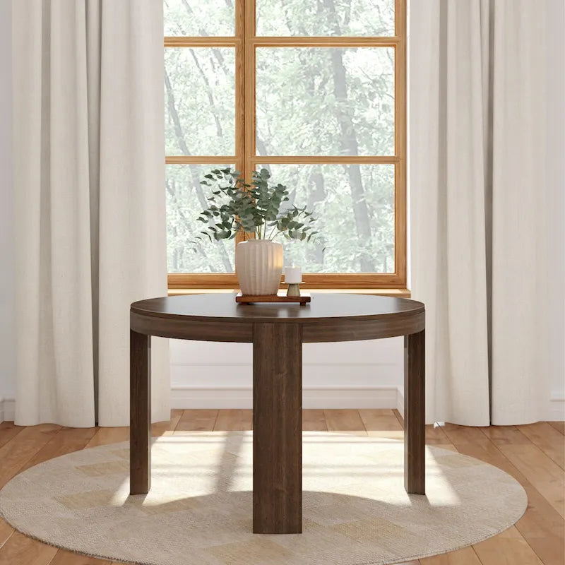 Table à manger ronde en bois massif de 119 cm