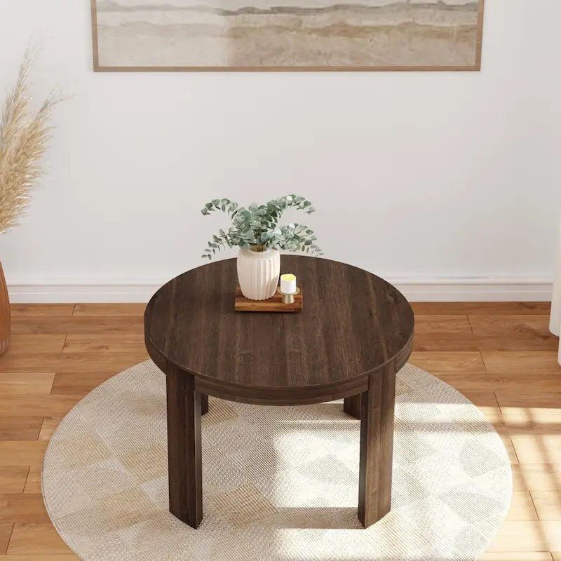 Table à manger ronde en bois massif de 119 cm