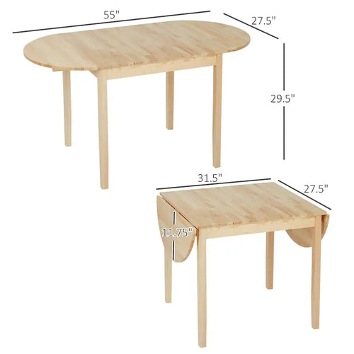Table à manger pliante en bois massif à abattants de 55"