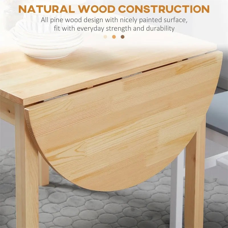 Table à manger pliante en bois massif à abattants de 55"
