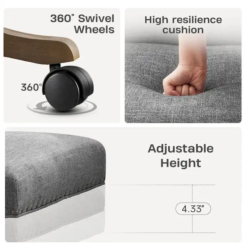 Chaise de bureau à roulettes, pivotante à 360°
