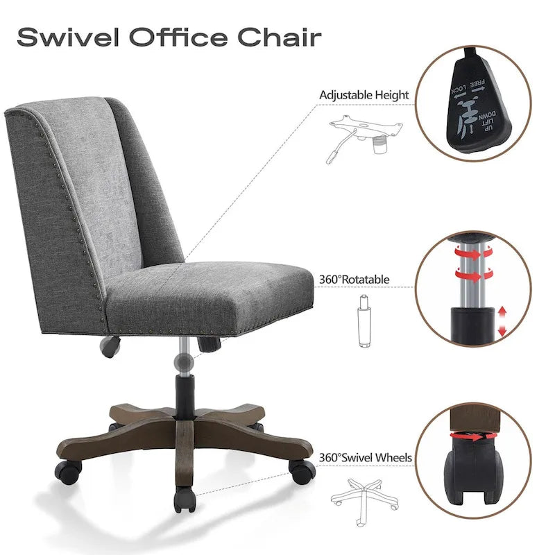 Chaise de bureau à roulettes, pivotante à 360°