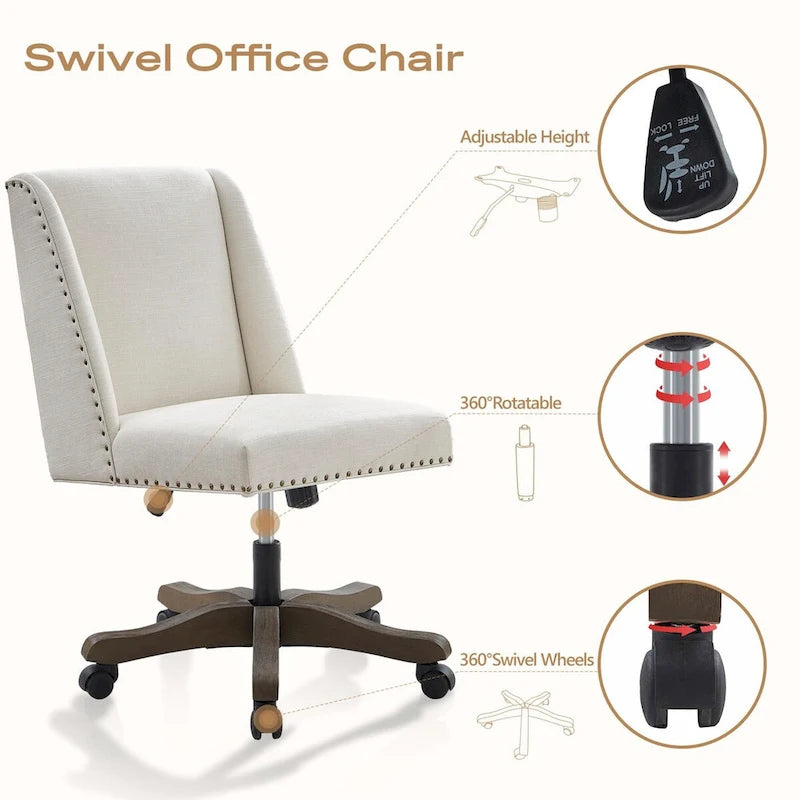 Chaise de bureau à roulettes, pivotante à 360°