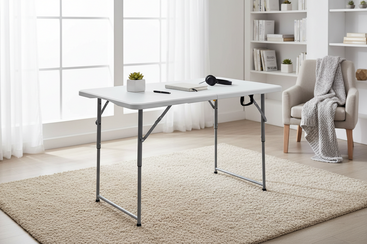 Table pliante de 1,20 m avec surface en résine durable