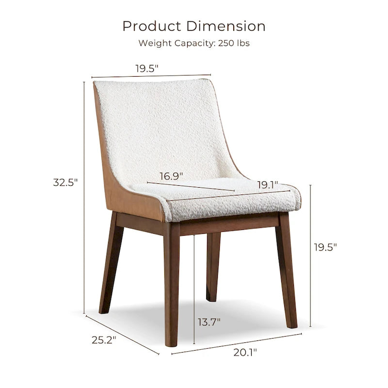 Chaise de salle à manger à dossier haut de style milieu de siècle
