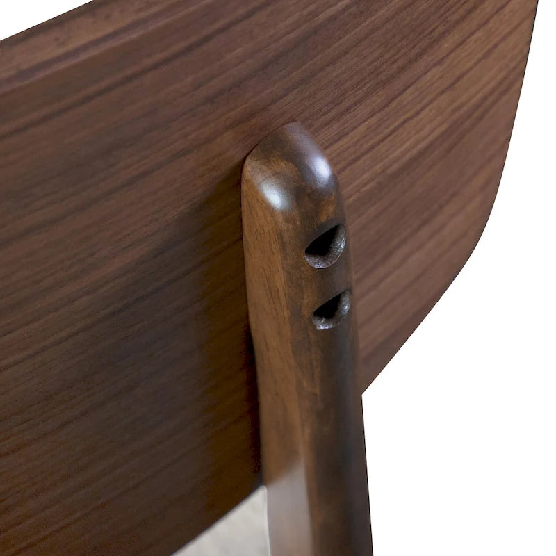 Chaise de salle à manger en noyer du milieu du siècle avec assise en bouclette