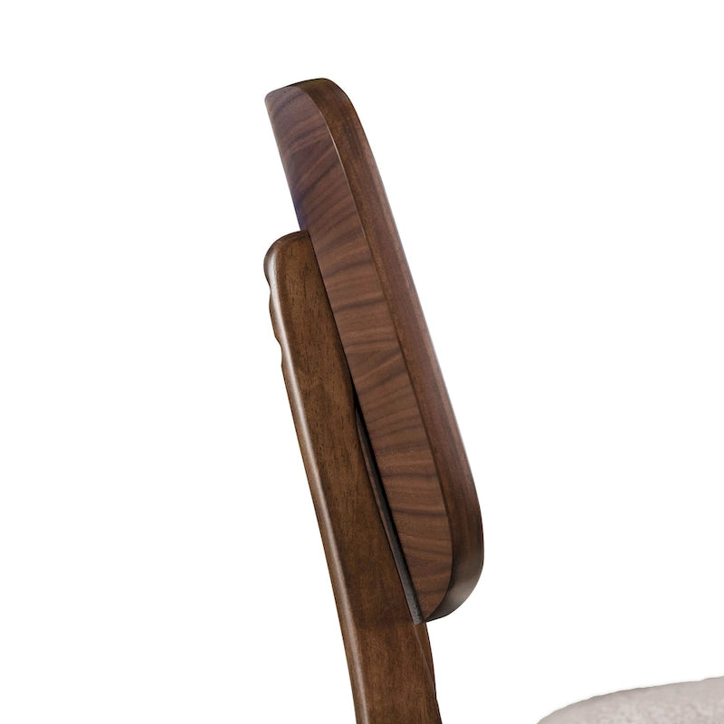 Chaise de salle à manger en noyer du milieu du siècle avec assise en bouclette