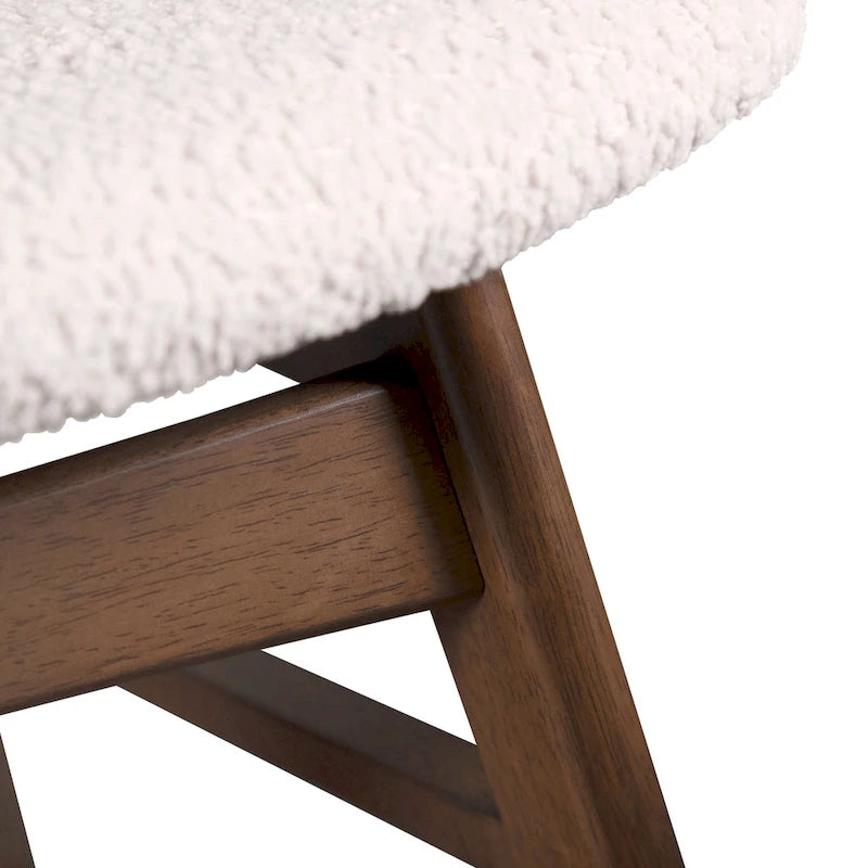 Chaise de salle à manger en noyer du milieu du siècle avec assise en bouclette