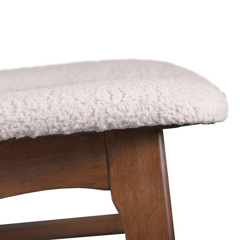 Chaise de salle à manger en noyer du milieu du siècle avec assise en bouclette