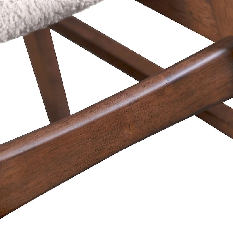 Chaise de salle à manger en noyer du milieu du siècle avec assise en bouclette