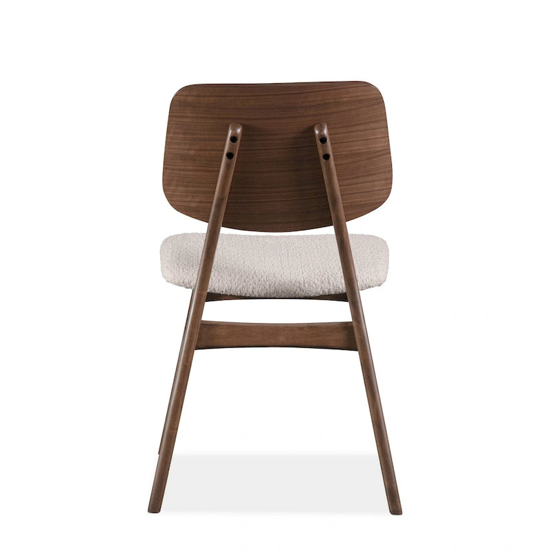 Chaise de salle à manger en noyer du milieu du siècle avec assise en bouclette