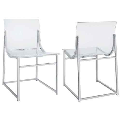 Chaise de salle à manger de 18 pouces, siège incurvé en acrylique transparent, chrome