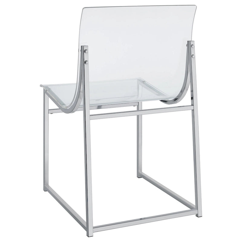 Chaise de salle à manger de 18 pouces, siège incurvé en acrylique transparent, chrome