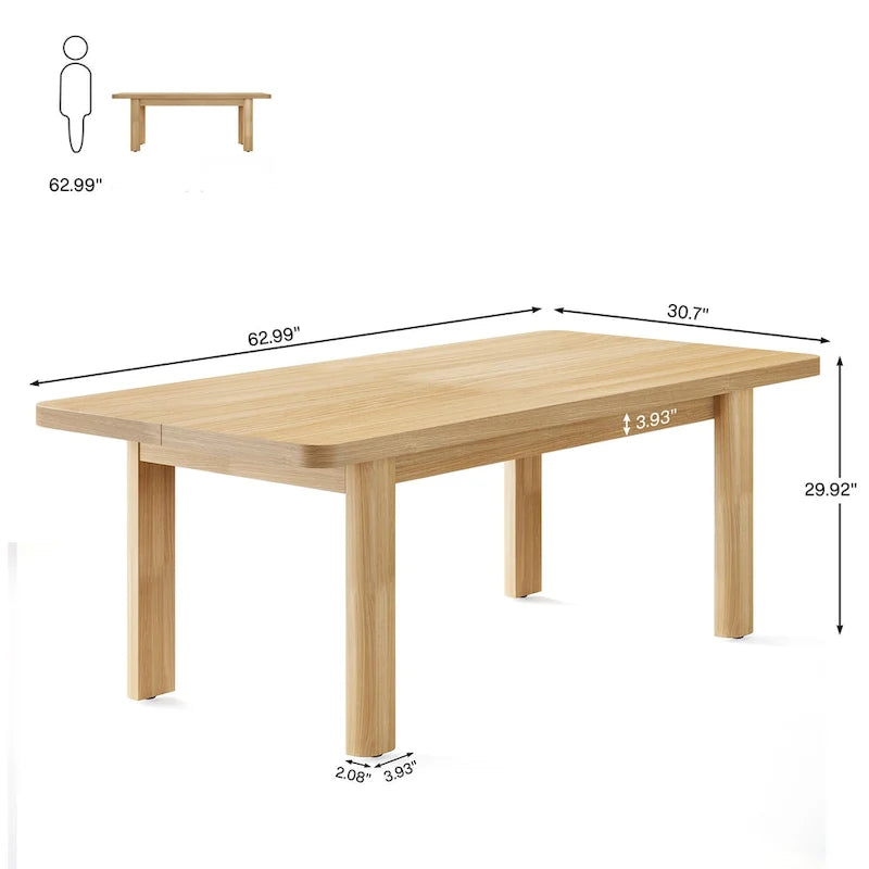 Grand bureau de 160 cm avec pieds en bois massif