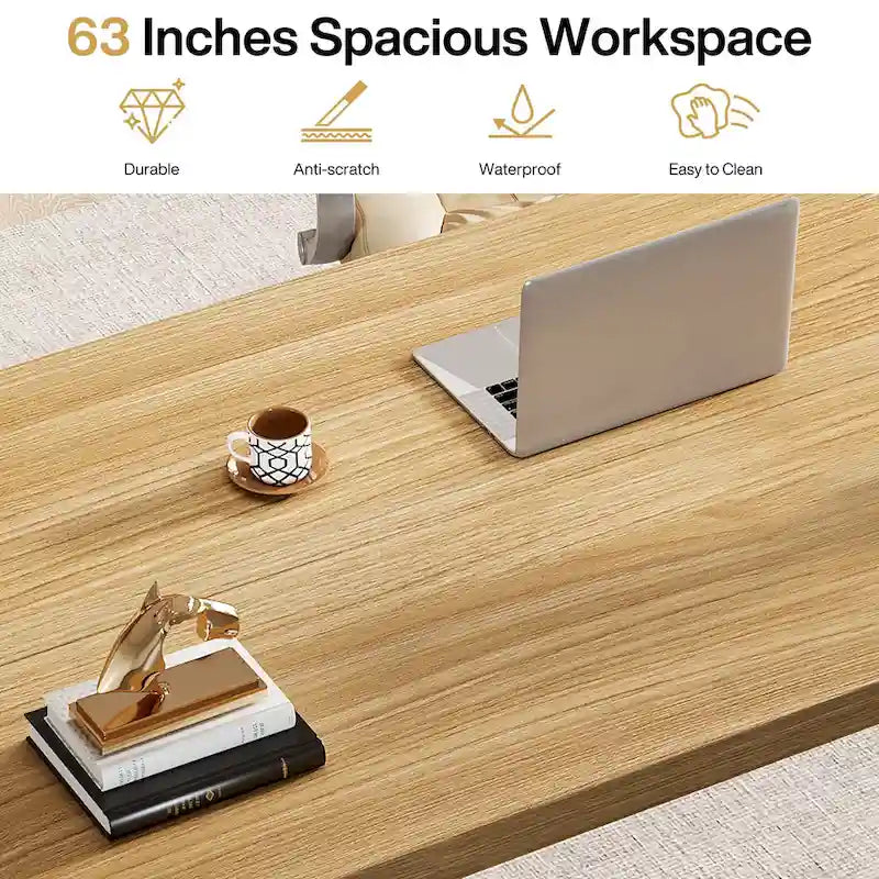 Grand bureau de 160 cm avec pieds en bois massif
