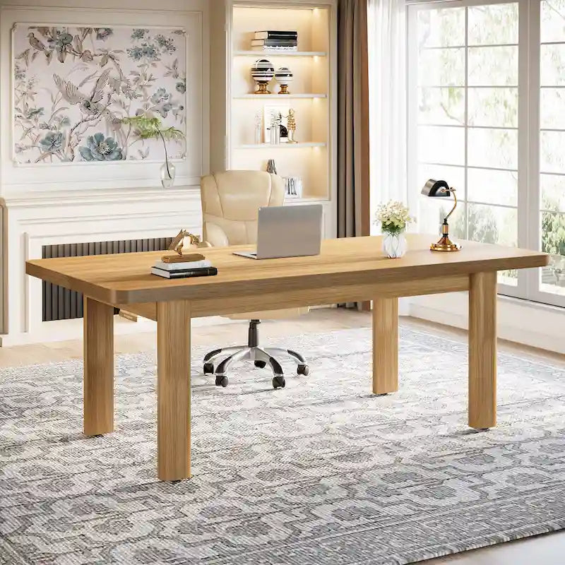 Grand bureau de 160 cm avec pieds en bois massif