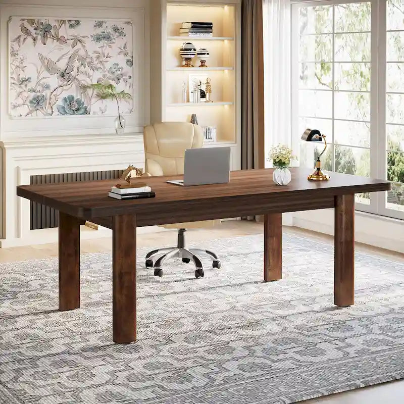 Grand bureau de 160 cm avec pieds en bois massif
