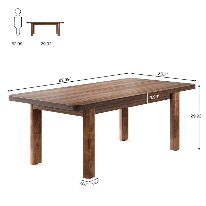 Grand bureau de 160 cm avec pieds en bois massif