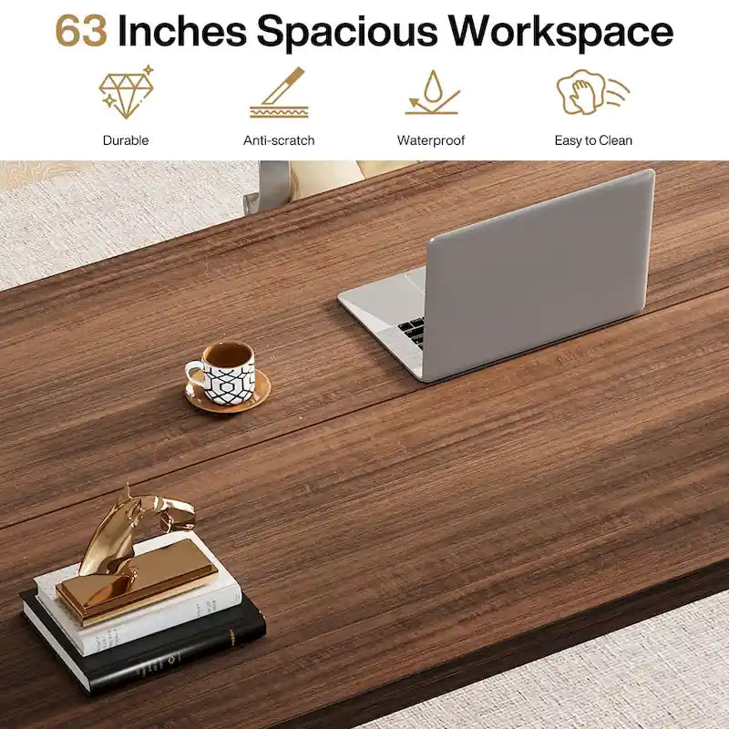 Grand bureau de 160 cm avec pieds en bois massif