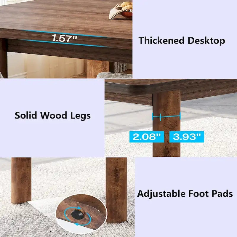 Grand bureau de 160 cm avec pieds en bois massif