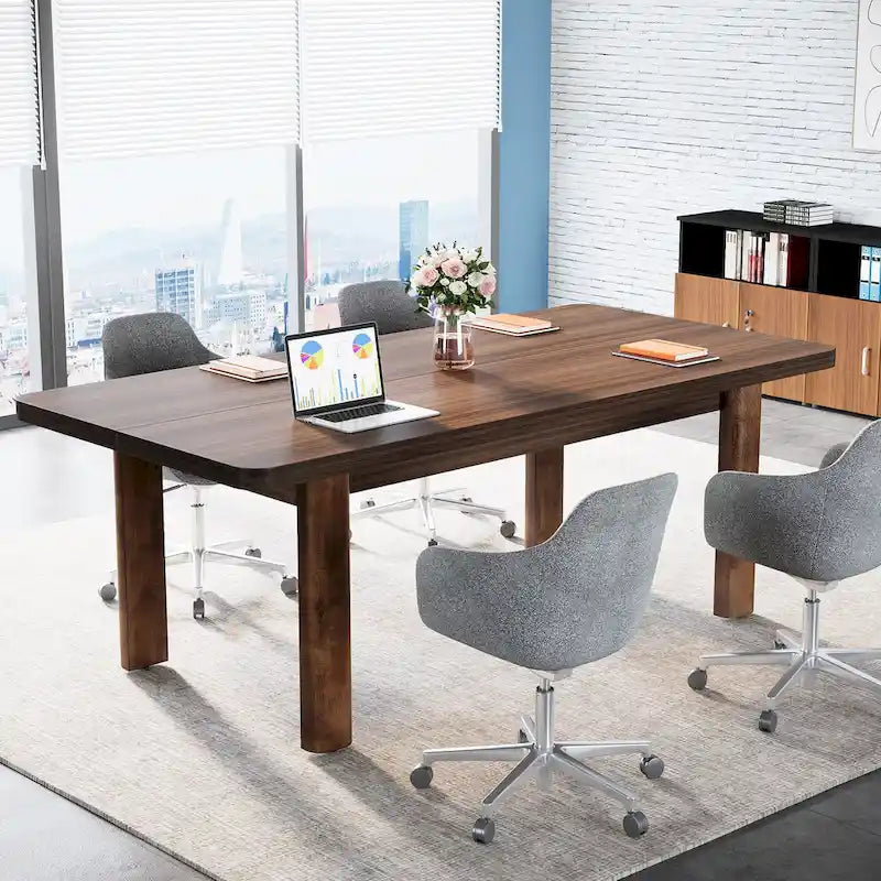 Grand bureau de 160 cm avec pieds en bois massif