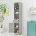 Meuble de rangement de salle de bain autoportant de 170 cm avec tiroir, porte et étagères réglables