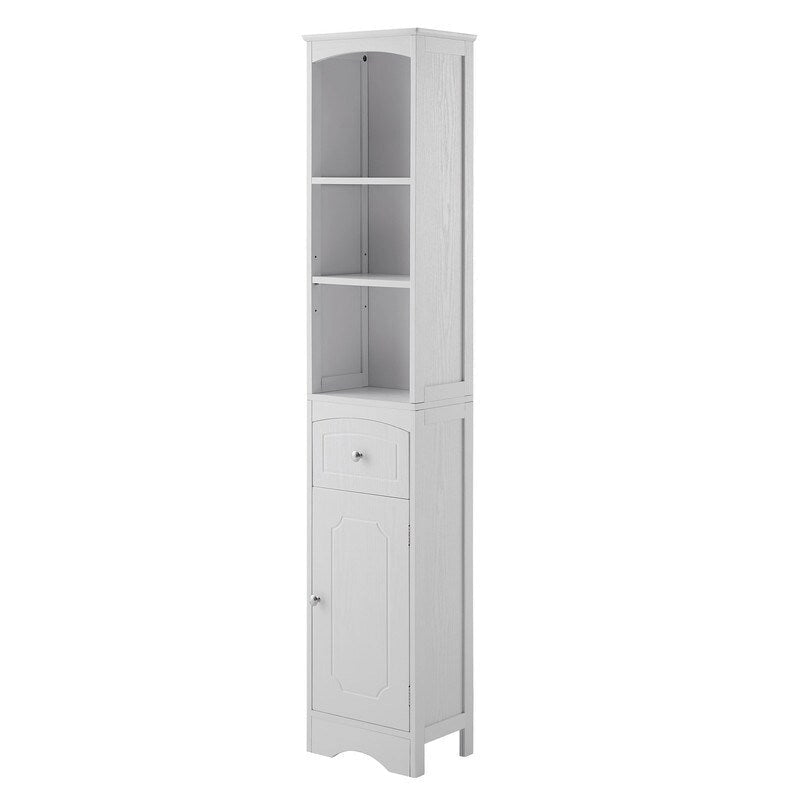 Meuble de rangement de salle de bain autoportant de 170 cm avec tiroir, porte et étagères réglables