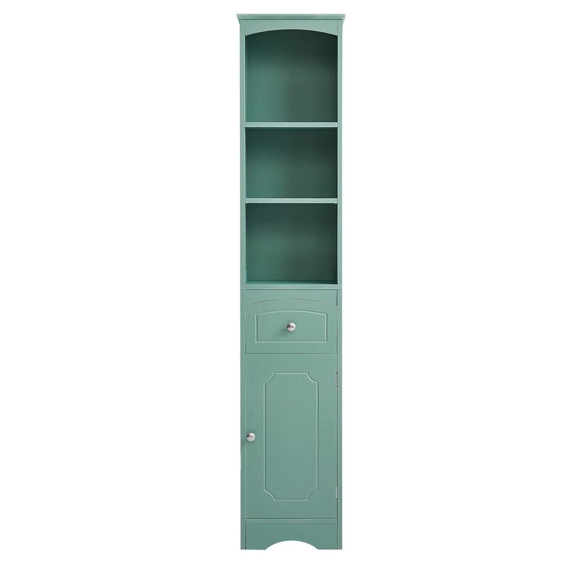 Meuble de rangement de salle de bain autoportant de 170 cm avec tiroir, porte et étagères réglables